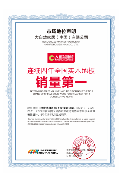 低碳引領(lǐng)，健康升級(jí)：大自然地板連續(xù)四年全國(guó)實(shí)木地板銷量第一