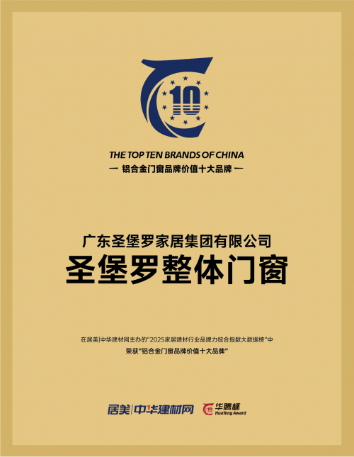 2025門窗十大品牌出爐，圣堡羅等企業斬獲品牌價值十強
