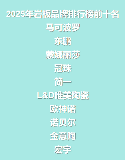 2025年巖板品牌排行榜前十名：國(guó)內(nèi)一線巖板怎么選品牌&zwnj;